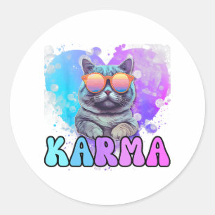Karma Katzenliebhaber Karma ist mein Freund grausa Runder Aufkleber