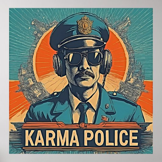 Karma Police - Retro Whimsy in kühlen Farben Poster (Vorne)