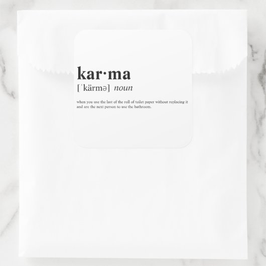 Karma Quadratischer Aufkleber (Tasche)
