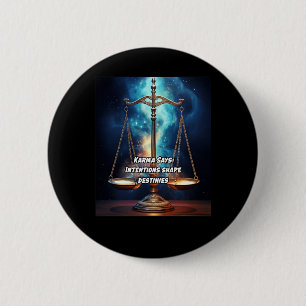 Karma sagt Absichten Gestalt Schicksal. Aufkleber Button