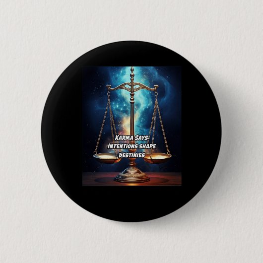 Karma sagt Absichten Gestalt Schicksal. Aufkleber Button (Vorderseite)