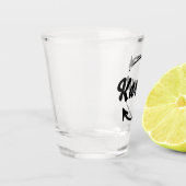 Karma, was um sich geht, kommt um Zitat schwarz Schnapsglas (Links)