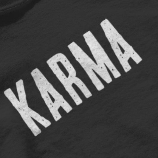 Karma White Text T - Shirt