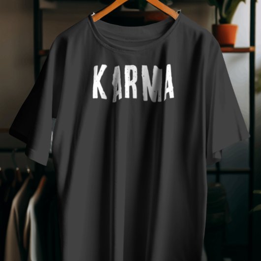 Karma White Text T - Shirt