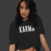 Karma White Text T - Shirt