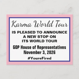 Karma World Tour Midterm Election 2026 GOP Fired Ankündigungspostkarte