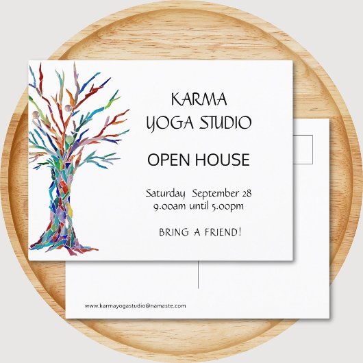 Karma Yoga Open House Einladungspostkarte