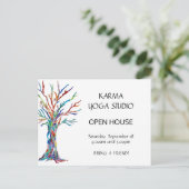 Karma Yoga Open House Einladungspostkarte (Stehend Vorderseite)
