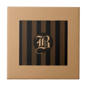 Karmal und schwarz Streifen Tile-Monogramm B/Karma Fliese