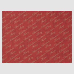 Karmesinrot "Frohe Weihnachten" Goldschrift Seidenpapier