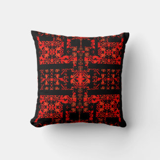 Karmesinrot Gothic – Schwarz & Rot Ornamentales Ge Kissen