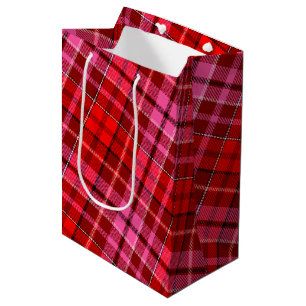 Karmesinrot Pink Kariert Tartan Design  Mittlere Geschenktüte