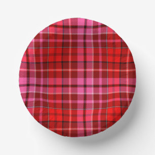 Karmesinrot Pink Kariert Tartan Design  Pappteller