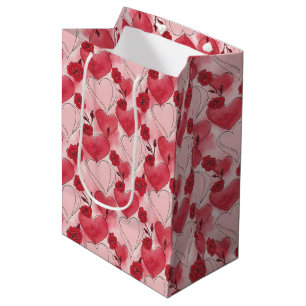 Karmesinrot Rosa Herz-Rosen-Wein, Klein, Mittlere Geschenktüte