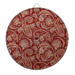 Karmesinrot und cremefarbene Vintage-Paisley Dartscheibe