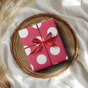 Karmesinrot Weiße Große Punkte Geschenkpapier