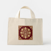 Karmesinrote Arabesken-Blumen-Tasche Mini Stoffbeutel (Rückseite)