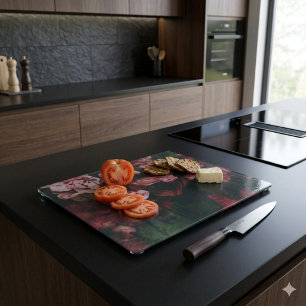 Karmesinrote Blatt-Schatten-Dekorativglas Schneidebrett