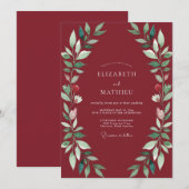 Karmesinrote Blätterhochzeit Einladung (Vorne/Hinten)