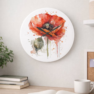 Karmesinrote Blüte Große Wanduhr
