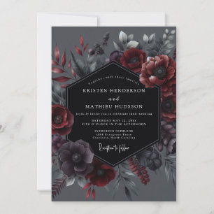 Karmesinrote botanische Eleganz Hochzeit Einladung