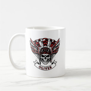 Karmesinrote Fallschirmjäger-Flügel & Totenkopf Kaffeetasse