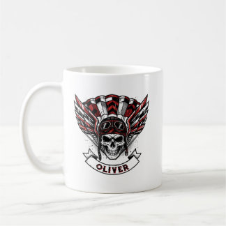 Karmesinrote Fallschirmjäger-Flügel & Totenkopf  Kaffeetasse