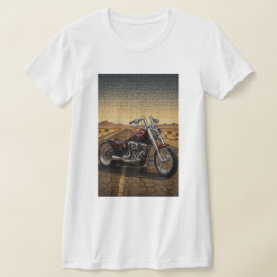 Karmesinrote Highway-Chopper-Mosaik-Kunst T-Shirt