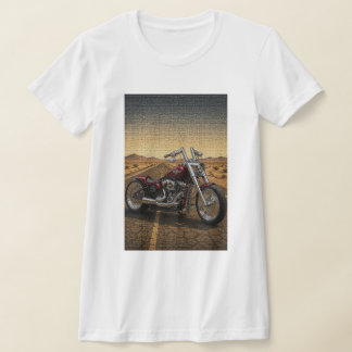 Karmesinrote Highway-Chopper-Mosaik-Kunst T-Shirt