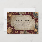 Karmesinrote himmlische barocke Hochzeit Dankeskarte (Vorderseite)