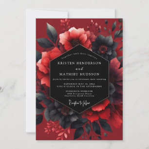 Karmesinrote Leidenschaftliche Flora-Hochzeit Einladung