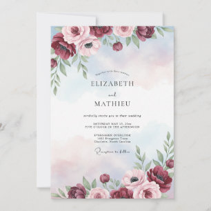 Karmesinrote Periwinkle-Hochzeit Einladung