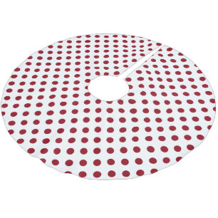 Karmesinrote Polka-Punkte Kreise Polyester Weihnachtsbaumdecke