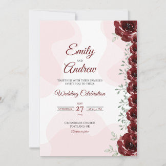 Karmesinrote Rose Elegante Florale Wasserfarben-Ho Einladung