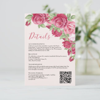 Karmesinrote Rose Hochzeitsdetails Beilagekarte Einladung