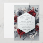 Karmesinrote Slate-Gothic-Hochzeit Einladung (Vorne/Hinten)