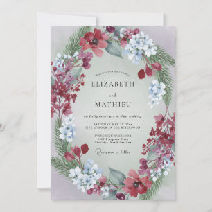 Karmesinrote Stählerne Blatt-Hochzeit Einladung