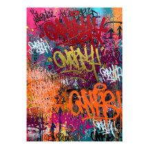 Karmesinrote und orangefarbene abstrakte Graffiti-