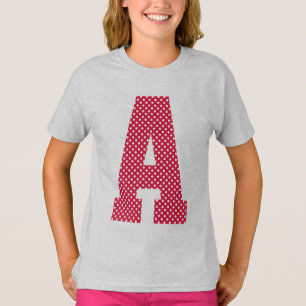 Karmesinrote und weiße Monogramm-Punkte T-Shirt