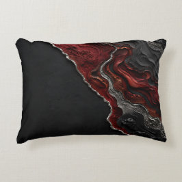 Karmesinrote vulkanische abstrakte Kunst dunkles,  Dekokissen