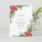 Karmesinrote Winterhochzeit Einladung (Stehend Vorderseite)