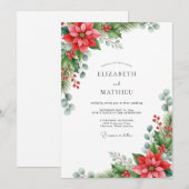 Karmesinrote Winterhochzeit Einladung (Vorne/Hinten)