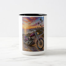 Karmesinroter Highway-Chopper-Mosaik-Kunstbecher
