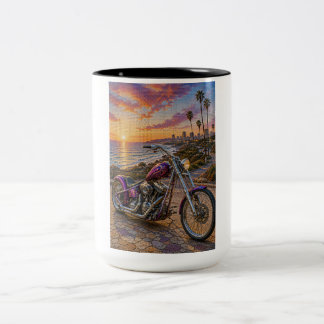 Karmesinroter Highway-Chopper-Mosaik-Kunstbecher Zweifarbige Tasse