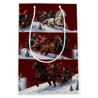 Karmesinroter Schlittenfahrt-Mittlerer Geschenkbeu Mittlere Geschenktüte