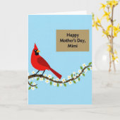 Karmesinroter Vogel Muttertag Wunschkarte Karte (Gelbe Blume)