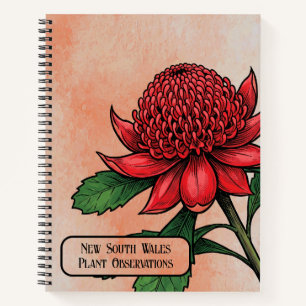 Karmesinroter Waratah Botanisch Notizblock