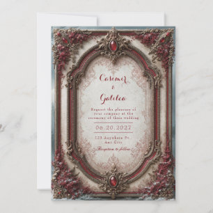Karmesinrotes Juwel Barock-Hochzeit Einladung