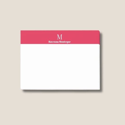 Karmesinrotes modernes personalisiertes Namensinit Post-it Klebezettel