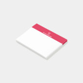 Karmesinrotes modernes personalisiertes Namensinit Post-it Klebezettel (angewinkelt)